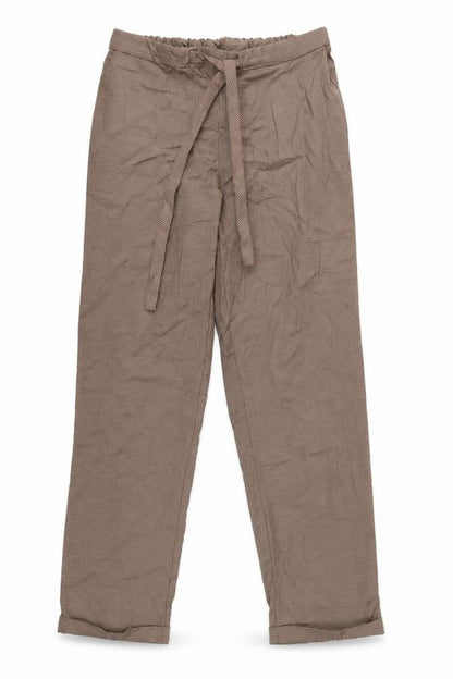 Mango Women Brown Check Paperbag Tie Waist Tapered Trousers Size M