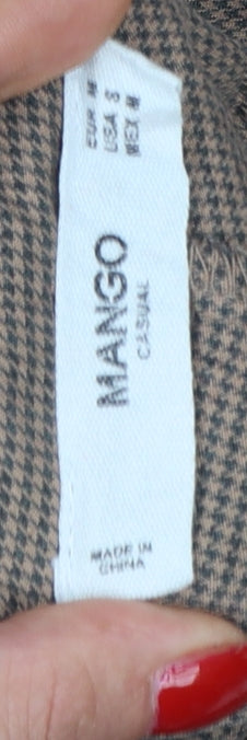 Mango Women Brown Check Paperbag Tie Waist Tapered Trousers Size M
