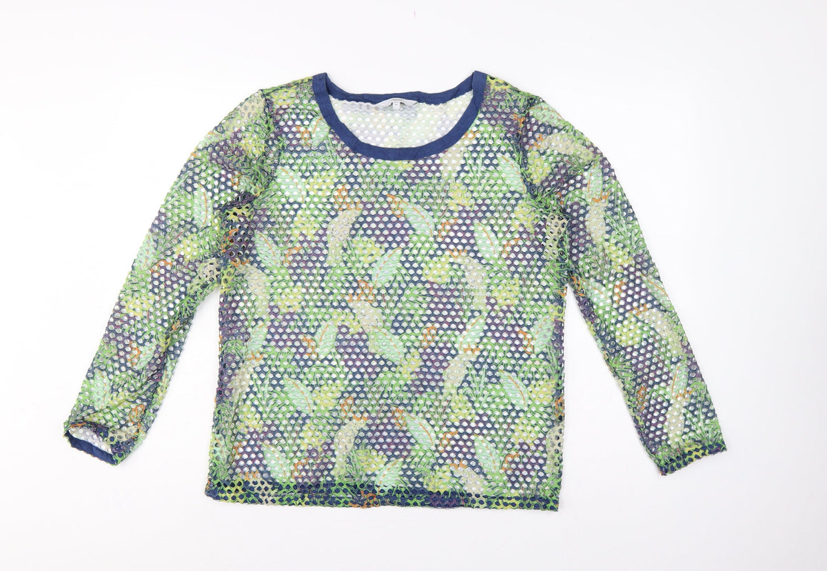Next Women’s Multicoloured Size 14 Mesh Crochet Long Sleeve T-Shirt