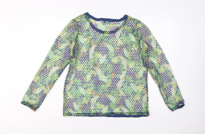 Next Women’s Multicoloured Size 14 Mesh Crochet Long Sleeve T-Shirt