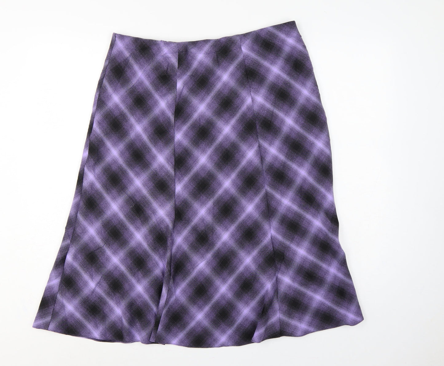 Honor Millburn Women Purple Geometric Flare Knee Length Skirt UK 16