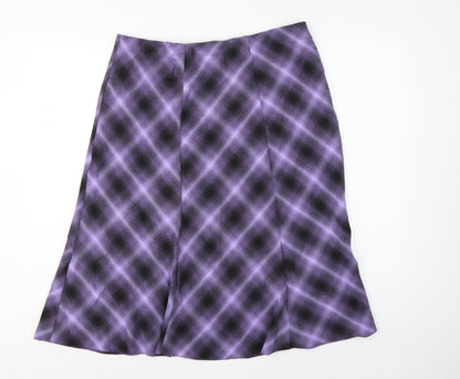 Honor Millburn Women Purple Geometric Flare Knee Length Skirt UK 16
