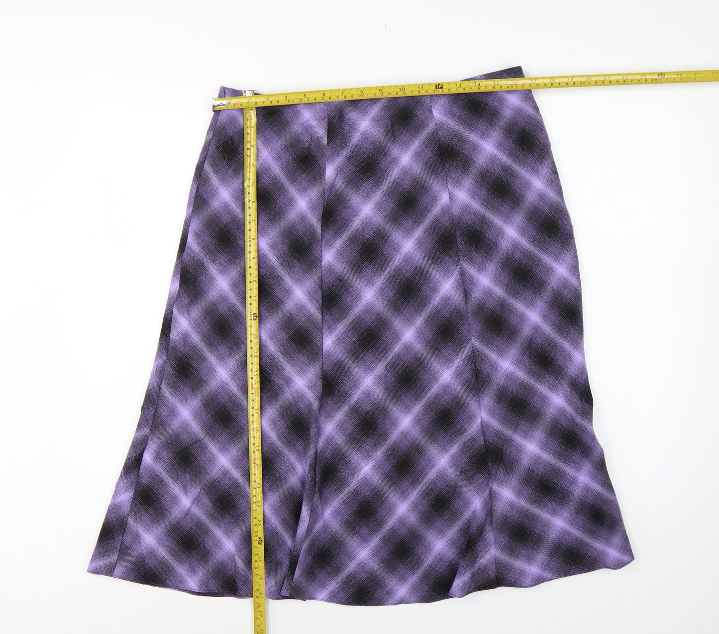 Honor Millburn Women Purple Geometric Flare Knee Length Skirt UK 16