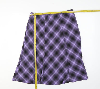 Honor Millburn Women Purple Geometric Flare Knee Length Skirt UK 16
