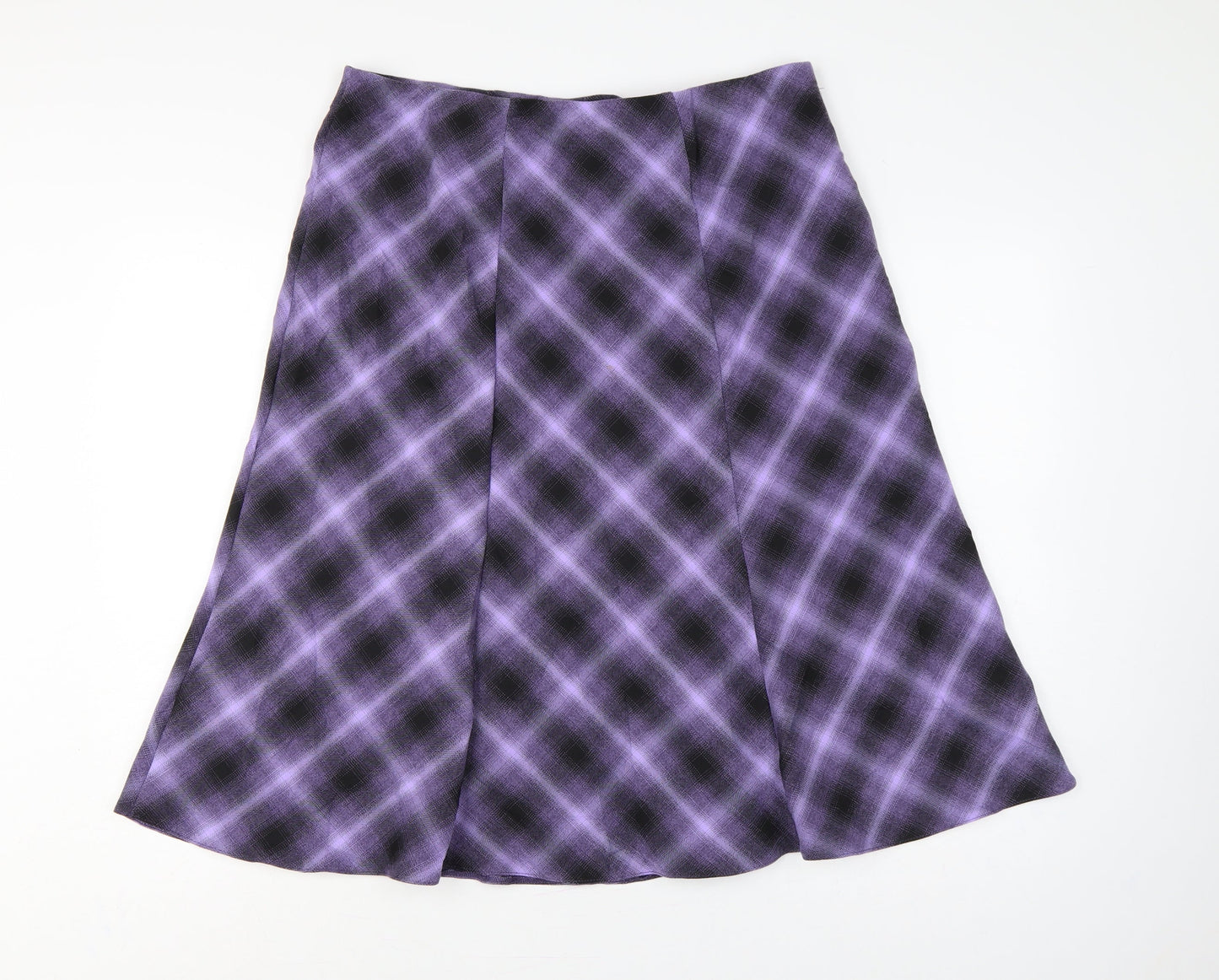 Honor Millburn Women Purple Geometric Flare Knee Length Skirt UK 16