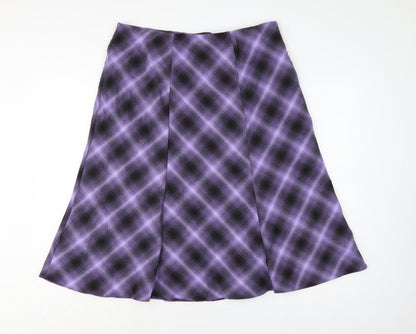 Honor Millburn Women Purple Geometric Flare Knee Length Skirt UK 16