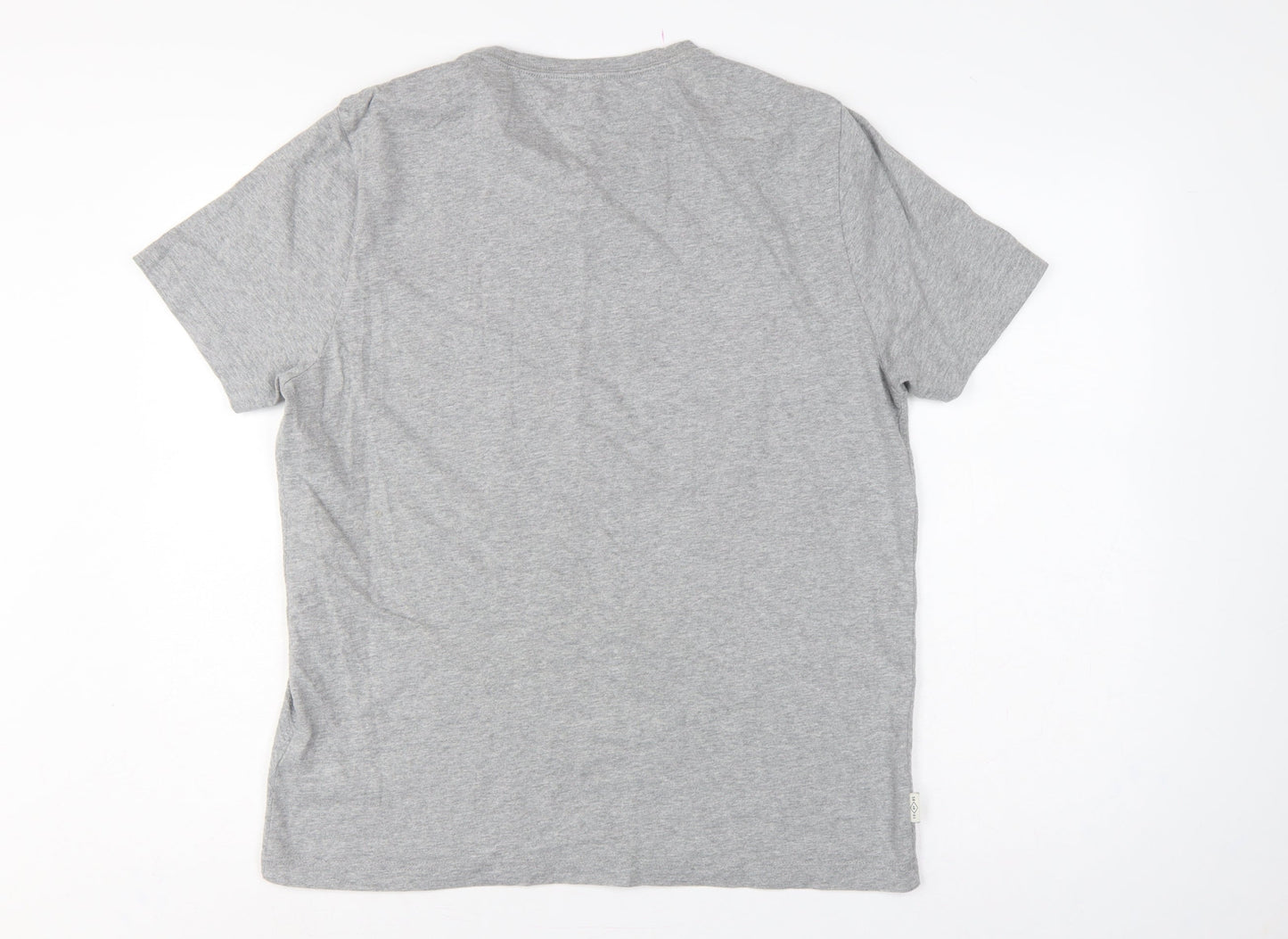 Tommy Hilfiger Men Grey L V-Neck Stripe Logo T-Shirt