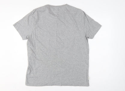 Tommy Hilfiger Men Grey L V-Neck Stripe Logo T-Shirt