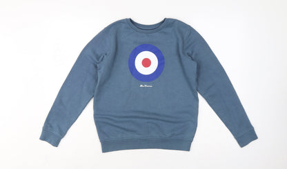 Ben Sherman Boys Blue 10-11 Years Pullover Sweatshirt Logo Graphic
