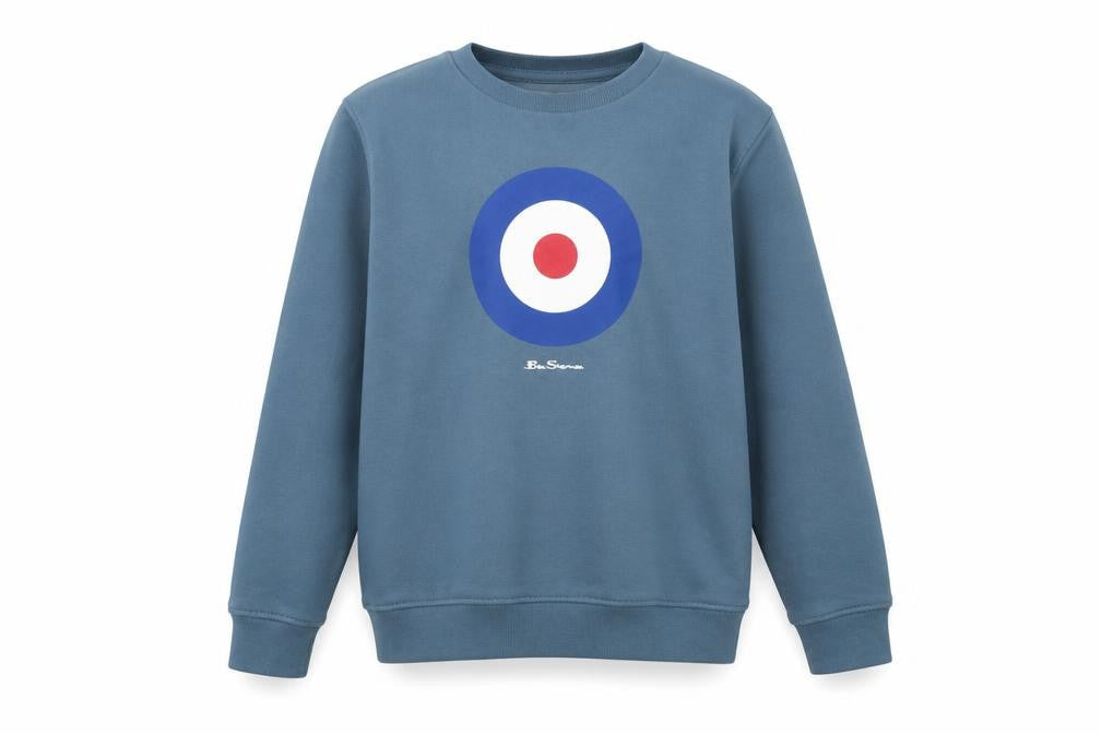 Front view of Ben Sherman boys’ blue 10-11 years pullover sweatshirt logo graphic