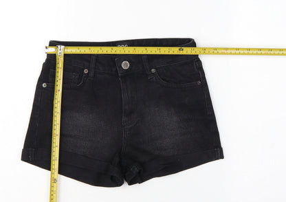 BDG Urban Outfitters Women Black UK 8 W26 High Rise Cuffed Denim Shorts