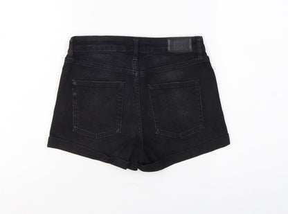 BDG Urban Outfitters Women Black UK 8 W26 High Rise Cuffed Denim Shorts