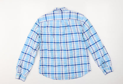 GAP Mens Blue Check Button Down Long Sleeve Cotton Shirt XS