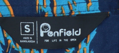 Penfield Men’s Blue Small Geometric Cotton Short Sleeve Button-Up Shirt