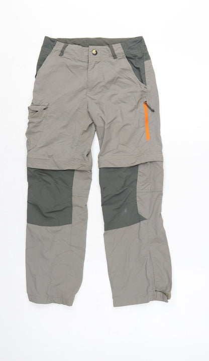 Decathlon Boys Grey Green 10 Years Convertible Cargo Hiking Trousers