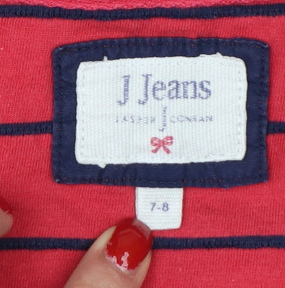 J Jeans Jasper Conran Girls Red Navy Striped Long Sleeve T-Shirt Age 7-8