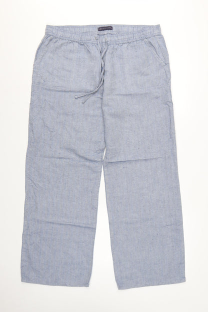 Marks and Spencer Women Blue UK 16 Linen Chambray Drawstring Trousers