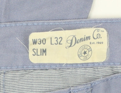 Denim Co. Men's Blue W30 L32 Slim Cotton Chino Trousers