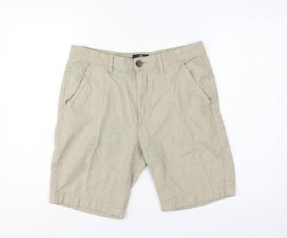 Threadbare Men’s Beige Check Cotton Chino Shorts W32 Regular