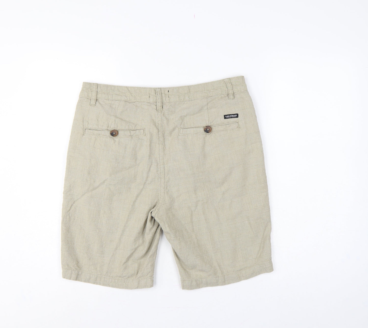 Threadbare Men’s Beige Check Cotton Chino Shorts W32 Regular