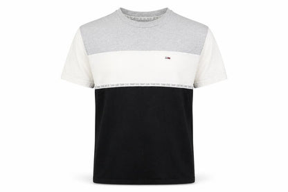 Tommy Jeans Men’s L Grey White Black Colourblock Logo T-Shirt
