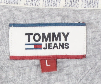 Tommy Jeans Men’s L Grey White Black Colourblock Logo T-Shirt