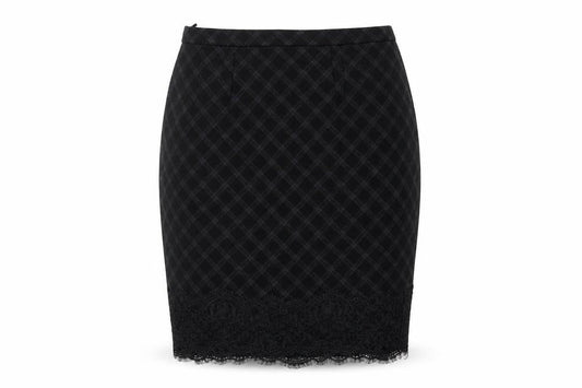 Marks and Spencer Women Black Check Lace Pencil Skirt UK 12