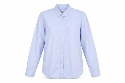 GAP Women Blue M Fitted Boyfriend Cotton Button-Up Long Sleeve Shirt