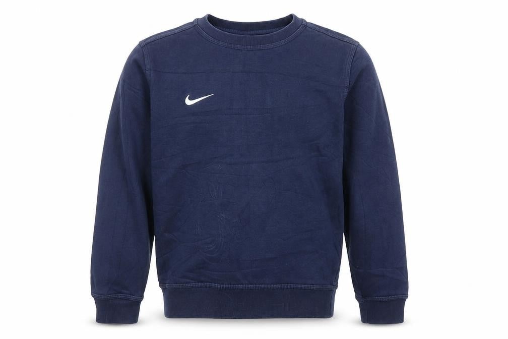 Front view of Nike boys’ blue 10-12 years pullover crew neck logo sweatshirt