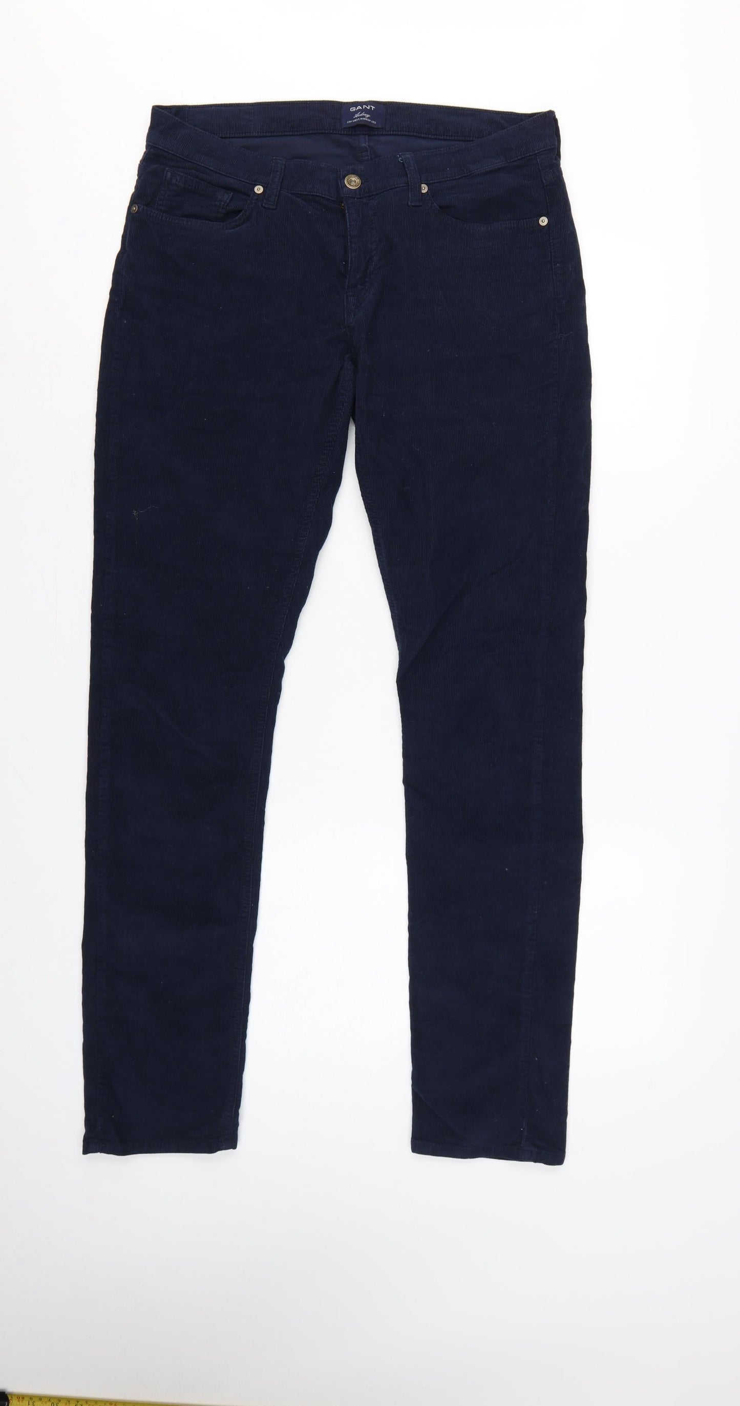 GANT Men’s Blue W32 L32 Audrey Slim Corduroy Low Waist Trousers