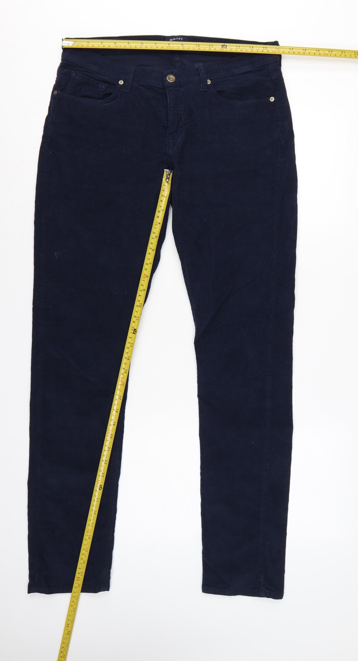 GANT Men’s Blue W32 L32 Audrey Slim Corduroy Low Waist Trousers