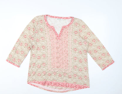 Orvis Women’s Multicoloured Floral Tunic Blouse L 3/4 Sleeve