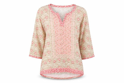 Orvis Women’s Multicoloured Floral Tunic Blouse L 3/4 Sleeve