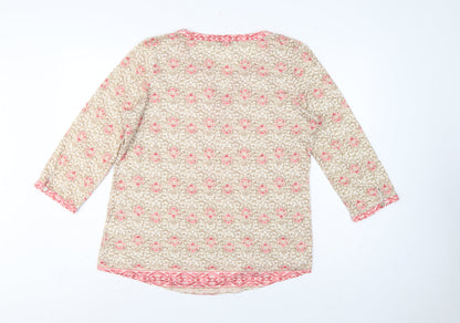 Orvis Women’s Multicoloured Floral Tunic Blouse L 3/4 Sleeve