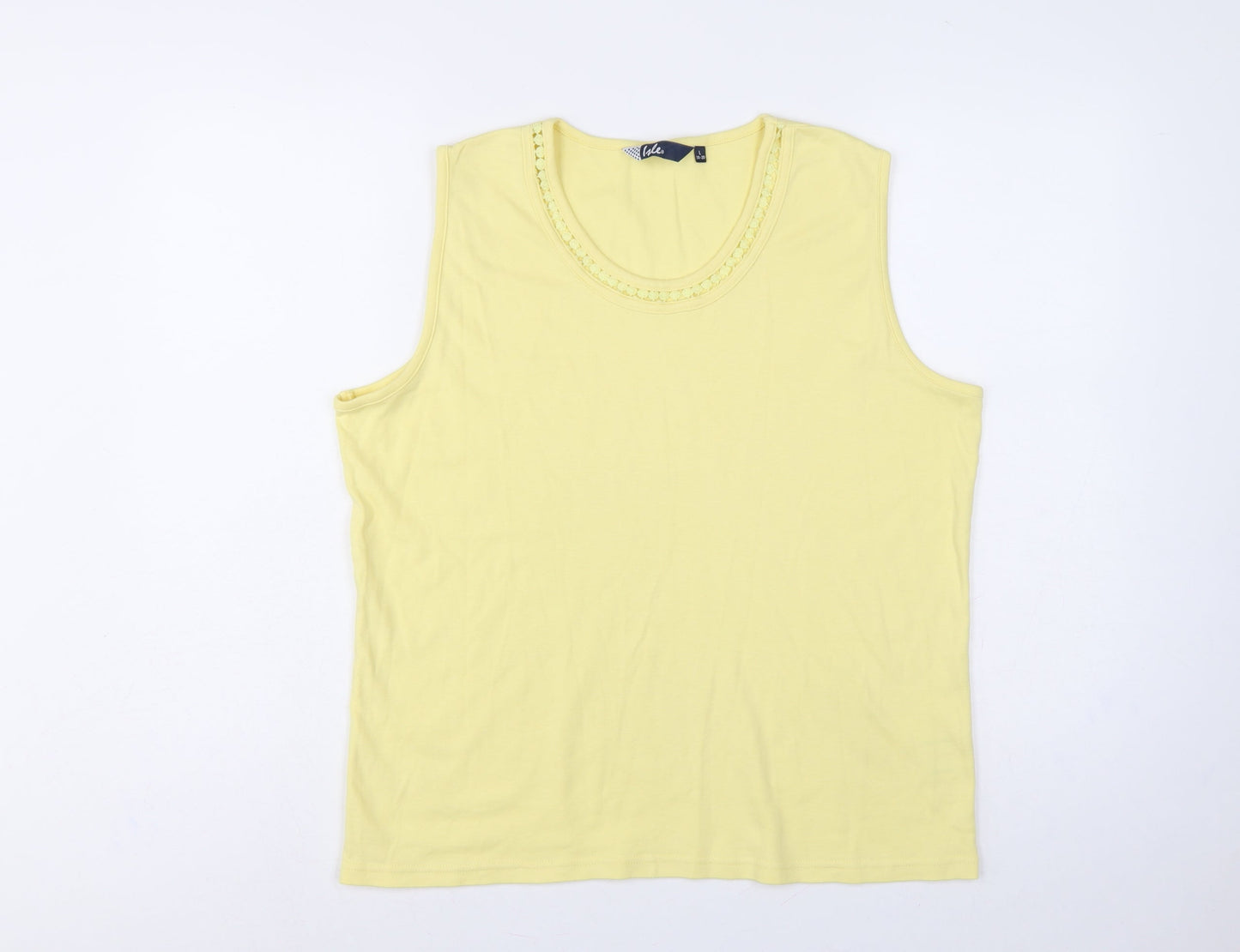 Isle Women Yellow Size 18 Cotton Jersey Crochet Trim Tank Top