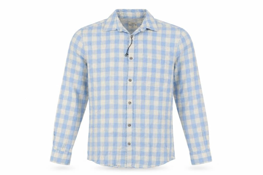Marks & Spencer Men’s Blue Check Cotton Shirt Small Regular Fit