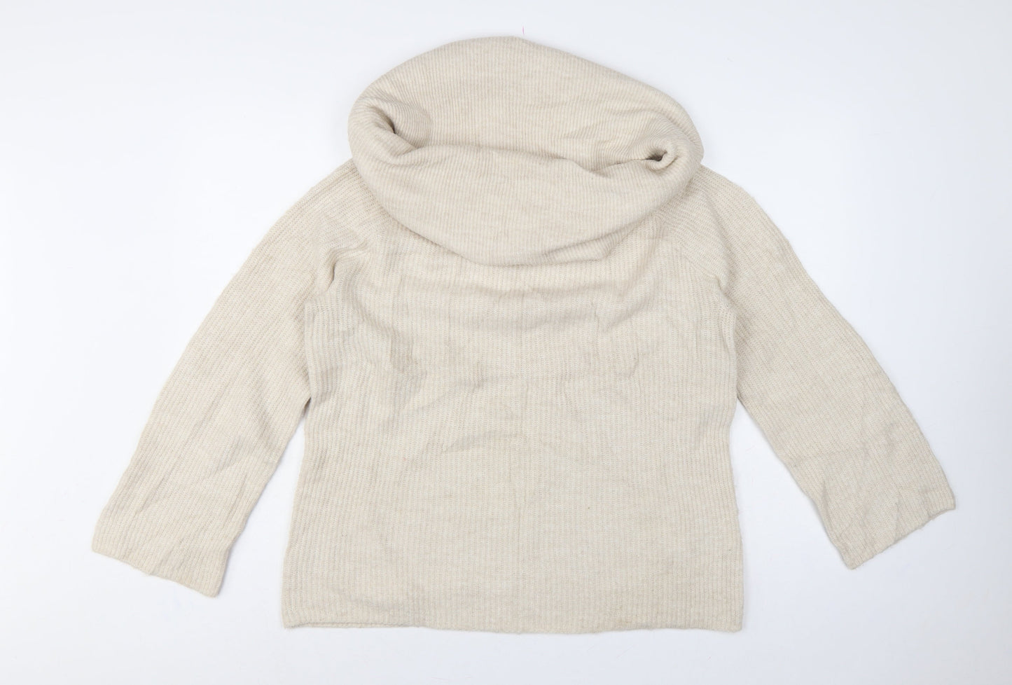 H&M Women Ivory Roll Neck Knit Jumper UK 12 M Long Sleeve
