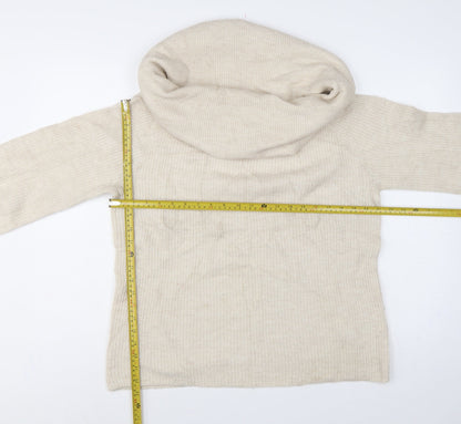 H&M Women Ivory Roll Neck Knit Jumper UK 12 M Long Sleeve