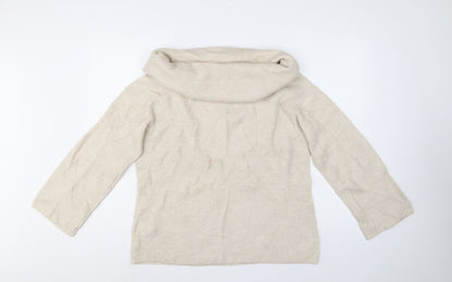 H&M Women Ivory Roll Neck Knit Jumper UK 12 M Long Sleeve