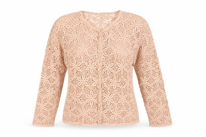 River Island Women Pink Size 10 Floral Crochet Button V-Neck Blouse