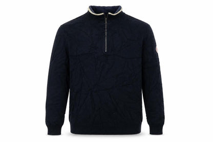 Holebrook Men’s Blue L 1/4 Zip High Neck Knit Jumper Logo Patch