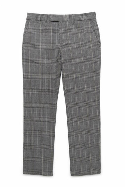 White Stuff Men's Grey Check Cotton Trousers Size 30 Regular Tapered
