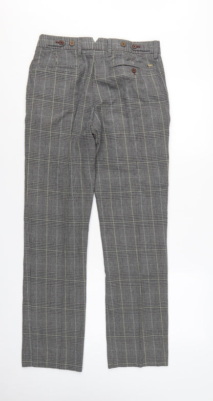 White Stuff Men's Grey Check Cotton Trousers Size 30 Regular Tapered