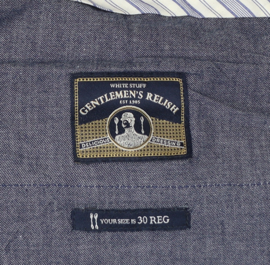 White Stuff Men's Grey Check Cotton Trousers Size 30 Regular Tapered