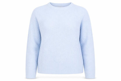 Marks & Spencer Women Blue M Rib Knit Crew Neck Pullover Jumper