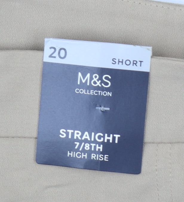 M&S Women Beige Size 20 High Rise Straight 7/8 Cropped Trousers