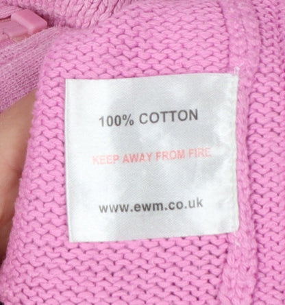 EWM Women Pink Size 18 Full Zip High Neck Cotton Knit Jumper