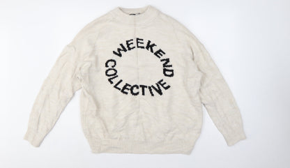 ASOS Design Women Ivory UK 8 Weekend Chunky Knit Pullover Jumper