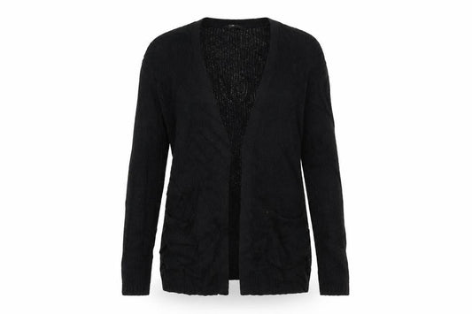 Uniqlo Women Black S Open Knit V-Neck Long Sleeve Cardigan