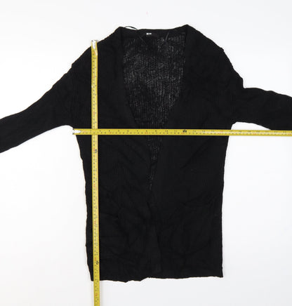Uniqlo Women Black S Open Knit V-Neck Long Sleeve Cardigan